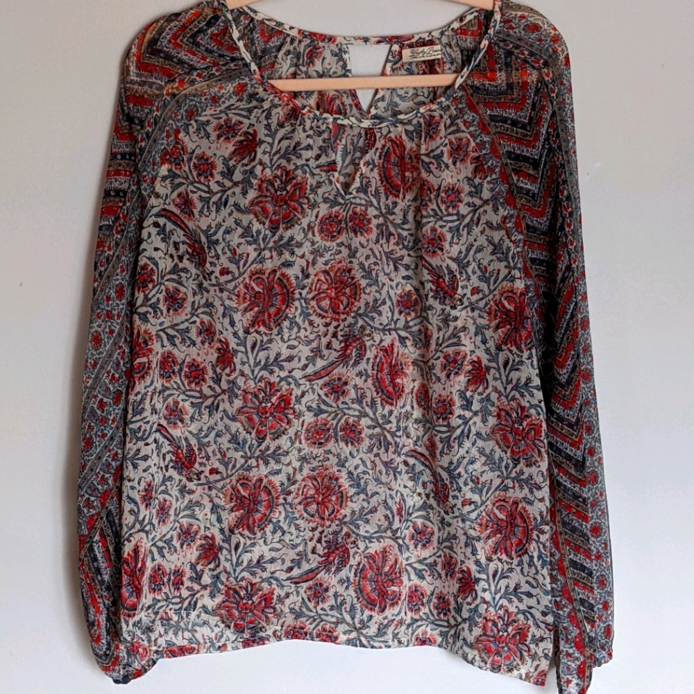 Lucky Brand Floral Sheer Blouse